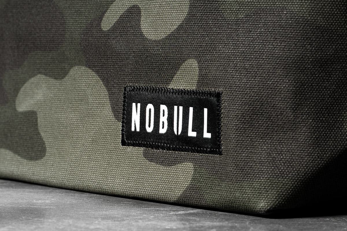 Nobull Waxed Canvas Open Top Tote Men's Bags Green Camo | Australia (RJ3189)